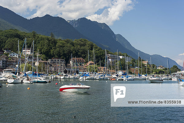 Boats in the marina  Le Bouveret  Port-Valais  Valais Canton  Switzerland