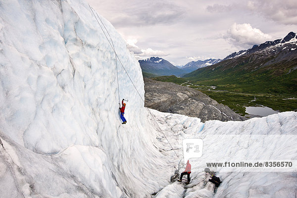 Ice climbers at the Worthington Glacier  Alaska  USA