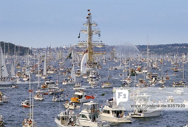 Tall Ships flotilla in Sydney Harbour for Australia's Bicentenary  1988
