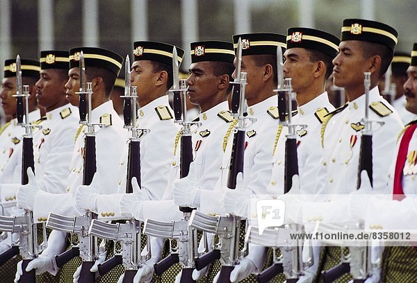 Ceremonial guard at military display at the Sultan's Palace in Brunei Darussalam