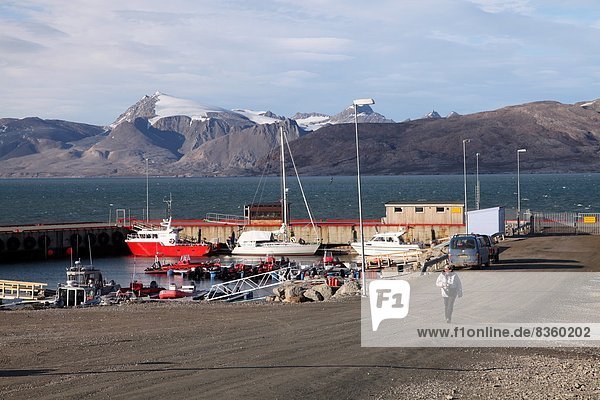 Harbour at Ny Alesund  Svalbard  Norway  Scandinavia  Europe