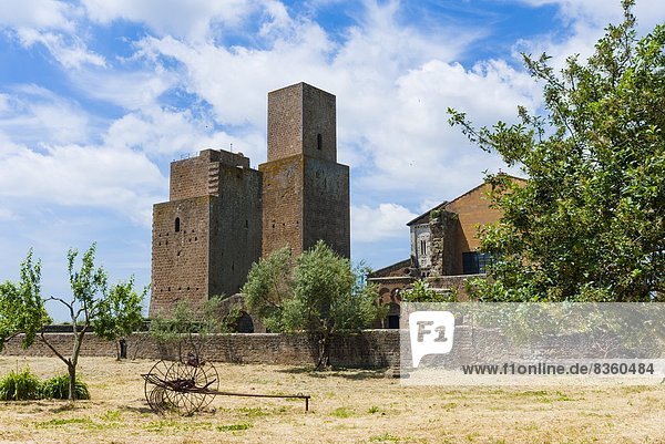 Medieval towers at San Pietro church  Tuscania  Viterbo province  Latium  Italy  Europe