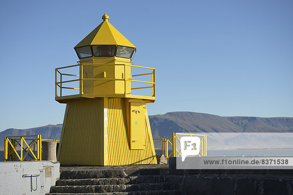 Reykjavik  Hauptstadt  Hafen  Eingang  Leuchtturm  Island