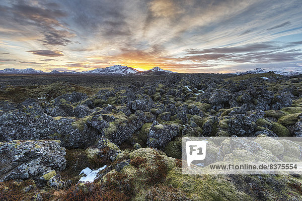 über  Sonnenaufgang  Lava  Feld  Island  alt  Halbinsel