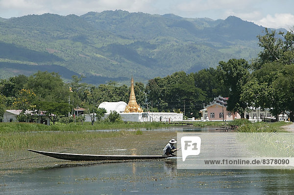 Reise arbeiten führen See Boot Myanmar Blei