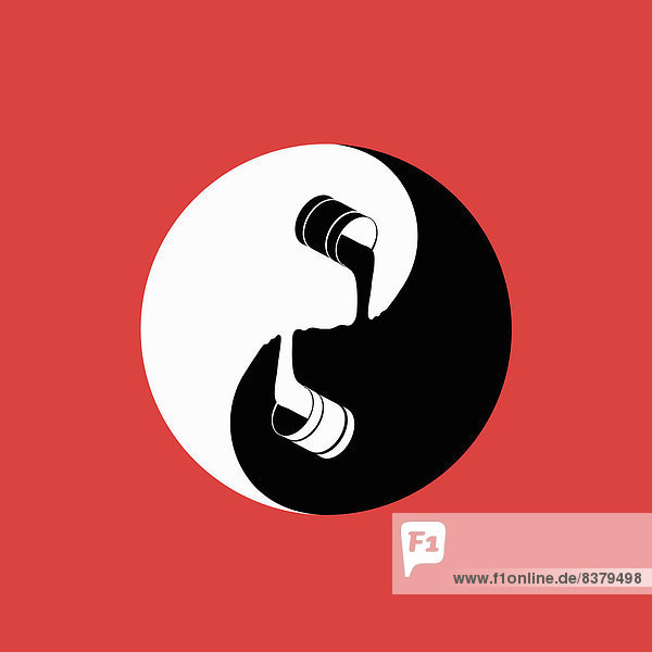 Auslaufende Farbe formt Yin und Yang-Symbol