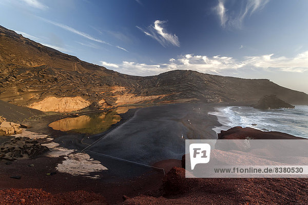 Crater of the volcano Montaña de Golfo  near El Golfo  Lanzarote  Canary Islands  Spain