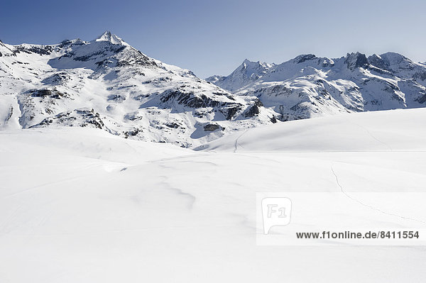 Verschneite Berglandschaft  Tignes  Val-d?Isère  Département Savoie  Alpen  Frankreich