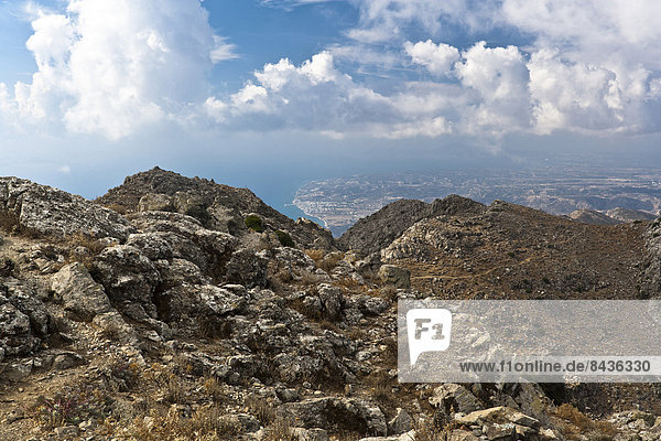 Naturschutzgebiet Europa Berg Felsen Steilküste Meer hoch oben Insel Griechenland Bergwandern Ägäisches Meer Ägäis griechisch Mittelmeer