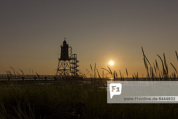 Germany  Lower saxony  Dorum  sunset  tideland  Lighthouse Obereversand