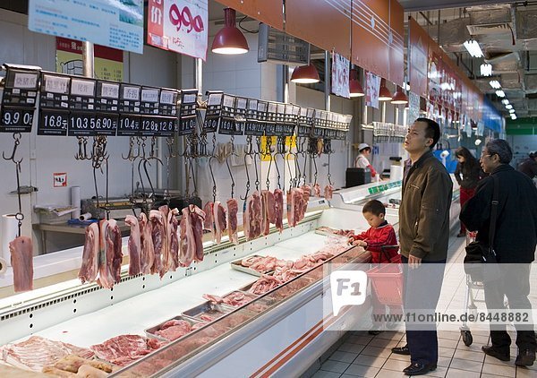 Kunde  China  Chongqing  Tresen  Fleisch  Supermarkt