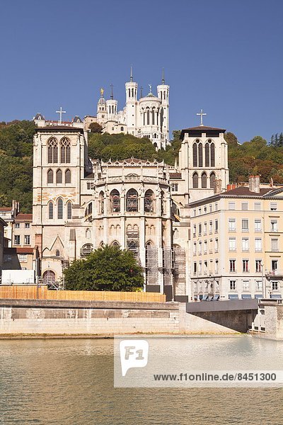 Frankreich  Europa  über  Kathedrale  Lyon  Rhone