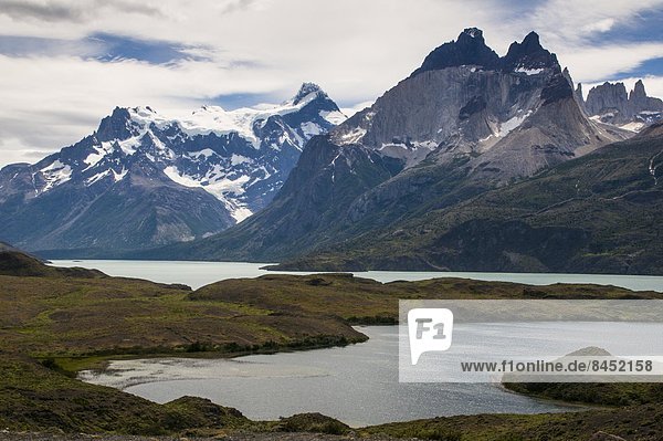 Glacial lakes before the Torres del Paine National Park  Patagonia  Chile  South America