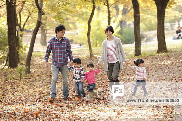 Japanese family in a park