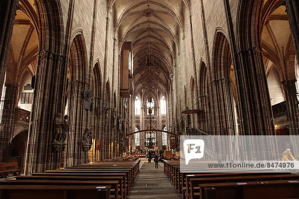 Interior of the Gothic Lorenzkirche church or St. Lawrence's church  Nuremberg  Middle Franconia  Bavaria  Germany