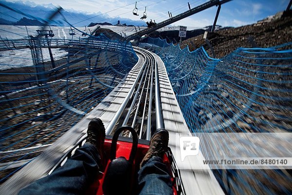 The Alpine Coaster highest in the world toboggan run on rails in