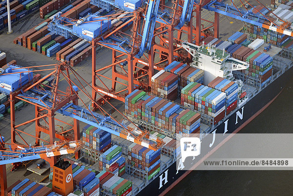 Container loading  ship of the Hanjin shipping company  Euro Gate container terminal  Port of Hamburg  Hamburg  Germany