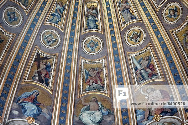 Cupola ceiling in St. Peter's Basilica by Michelangelo Buonarroti  Dome by Michelangelo Buonarroti  Domenico Fontana  Giacomo della Porta dating from between 1546 and 1590  Rome  Lazio  Italy  Europe