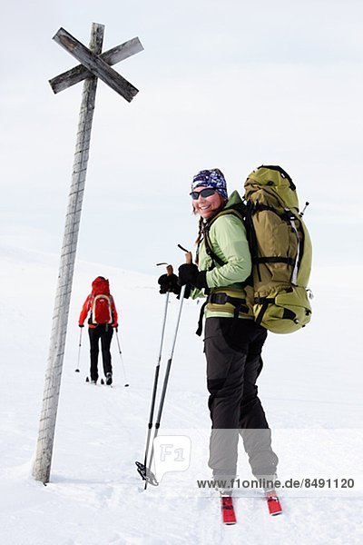 überqueren  Frau  Skisport  2  Lappland  Kreuz  Schweden