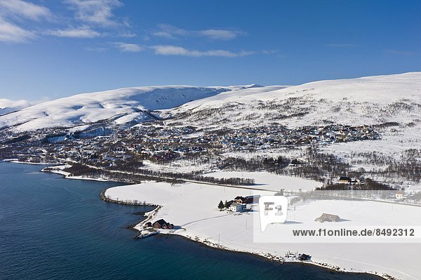 Dorf nähern Kreis Insel Luftfahrzeug Arktis Tromso Wal