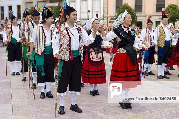 Traditional fiesta at Villaviciosa in Asturias  Northern Spain