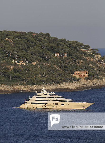 Abeking and Rasmussen motor yacht at Cap Martin  Roquebrune Cap Martin  Côte d'Azur  France  Mediterranean Sea