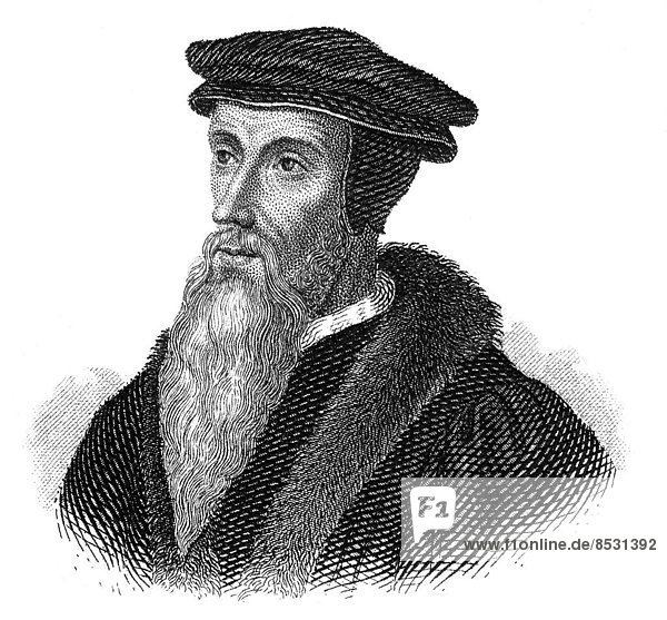 Porträt von Johannes Calvin oder Jean Cauvin  1509 - 1564  Reformator und Begründer des Calvinismus  französischer Abstammung