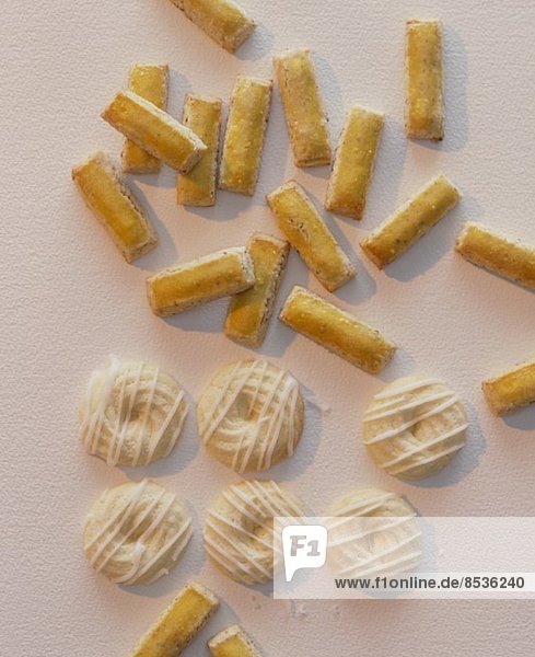 Piped biscuits and almond batons