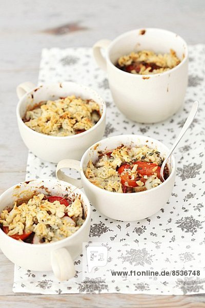Vegetable bake with courgette  aubergines  tomatoes and Roquefort