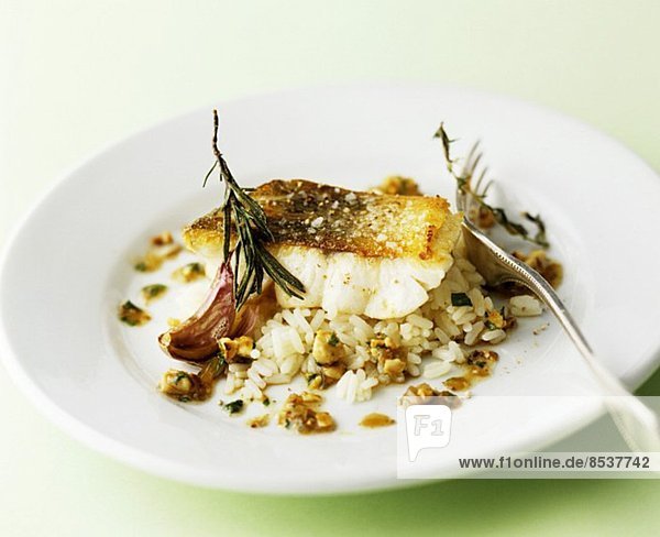 Fisch Pisces filettieren Reis Reiskorn Knoblauch Rosmarin