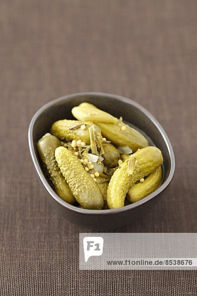 Pickled gherkins with curry flavourings