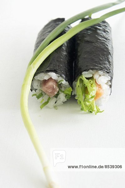 Nori maki with tuna  salmon and salad (Japan)