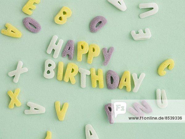 Letters spelling out HAPPY BIRTHDAY  and individual letters
