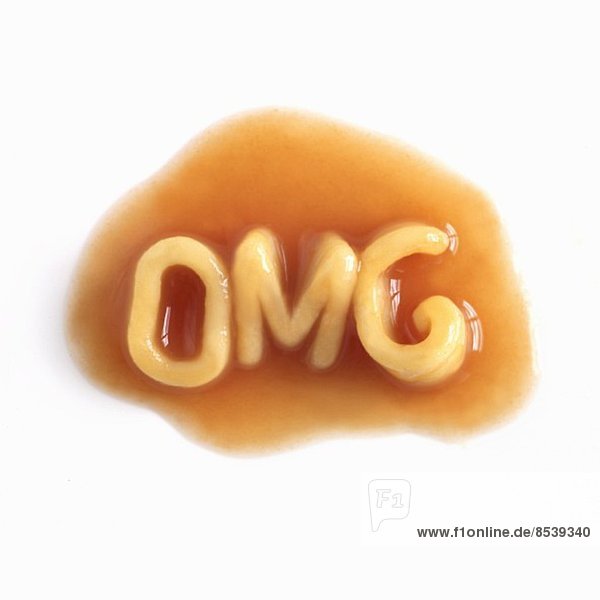 Schriftzug OMG aus Spaghetti