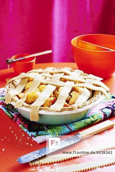 Pfirsichpie in der Backform