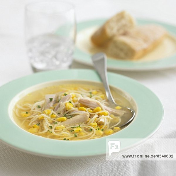 Chicken noodle soup with sweetcorn