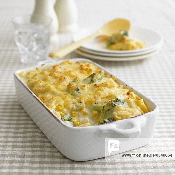 Pasta bake with sweetcorn  broccoli and cheese