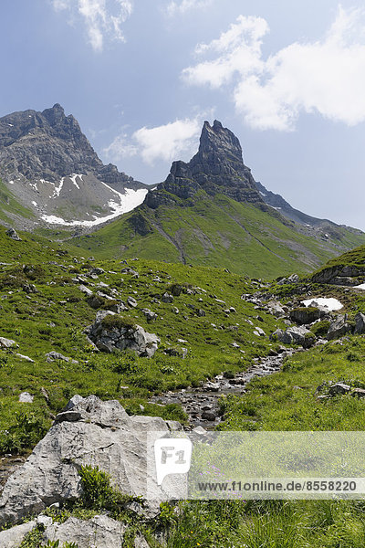Rote Wand und Rothorn  Obere Laguz Alpe  Biosphärenpark Großes Walsertal  Vorarlberg  Österreich