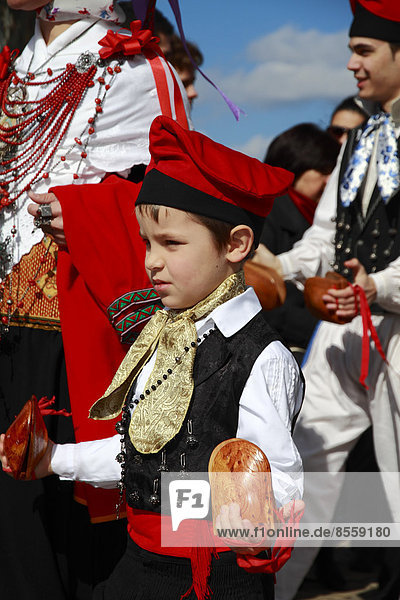 Boy in traditional costume taking part in a parade  Ibiza  Spain