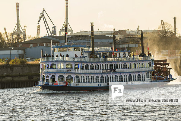 Paddle steamer Louisiana Star  harbour cruise  Hamburg  Germany