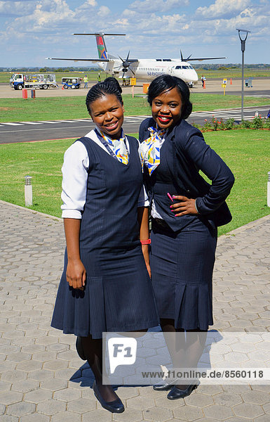 Stewardesses of the airline South African Express Airways at the airport  Bloemfontein  Free State Province  South Africa