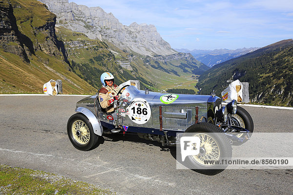 Mountain race for vintage racing cars  Klausenrennen 2013  Invicta 4.5 Competition  built in 1928  Klausen Pass  Canton of Glarus  Glarus  Switzerland