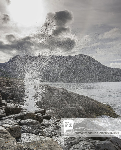 Blowhole on the coast  island of Senja  Troms  Norway
