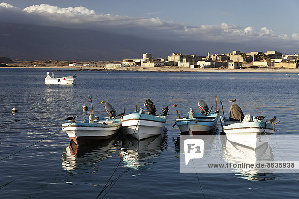 Fischerboote  Hafen von Mirbat  Region Dhofar  Sultanat von Oman  Arabische Halbinsel
