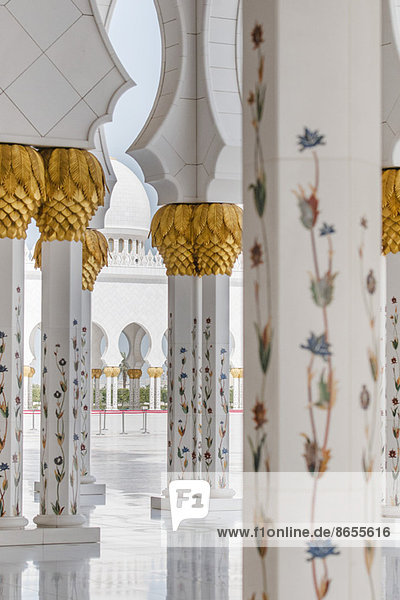 Verzierte Säulen,  Sheikh Zayed Moschee,  Abu Dhabi,  Vereinigte Arabische Emirate