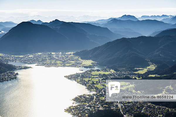 Luftaufnahme  Bad Wiessee und Rottach-Egern  Tegernsee und Alpen  Oberbayern  Bayern  Deutschland
