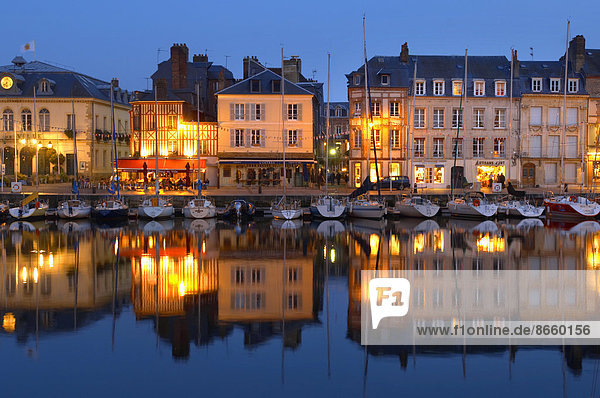 Hafen Motorjacht Frankreich Nacht Restaurant Honfleur Normandie