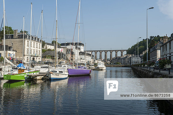 Boote am Fluss Morlaix  Morlaix  Bretagne  Frankreich