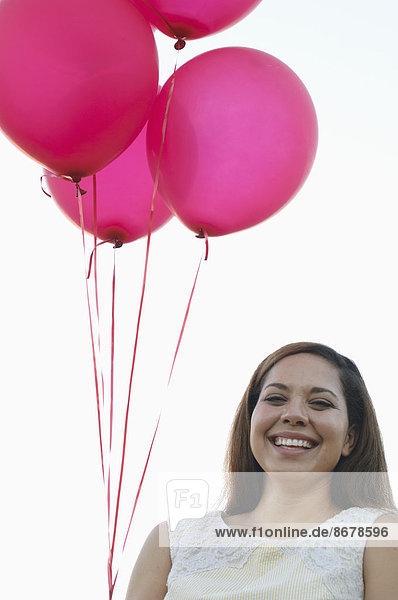 Frau  Luftballon  Ballon  mischen  pink  Mixed