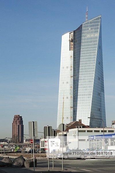 Eurotower of the new EZB  Frankfurt am Main  Hesse  Germany  Europe